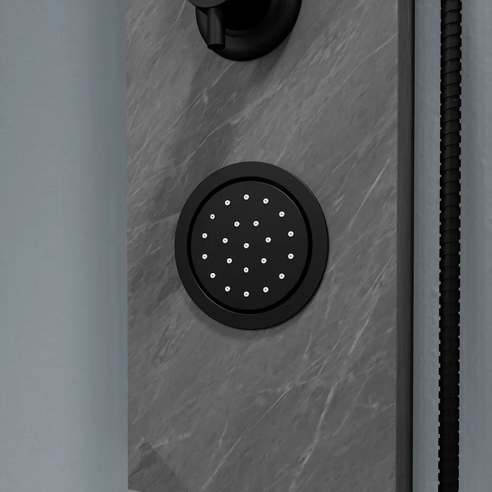 Pannello doccia 150x22cm in acciaio inox effetto cemento a 3 funzioni con doccino e flessibile | Bigar