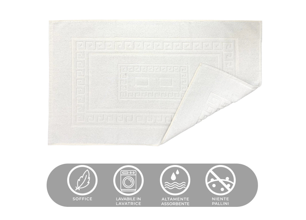 Tappeto Da Bagno Disegno Torino Colore Bianco - Par 3Pezzi - Bianco