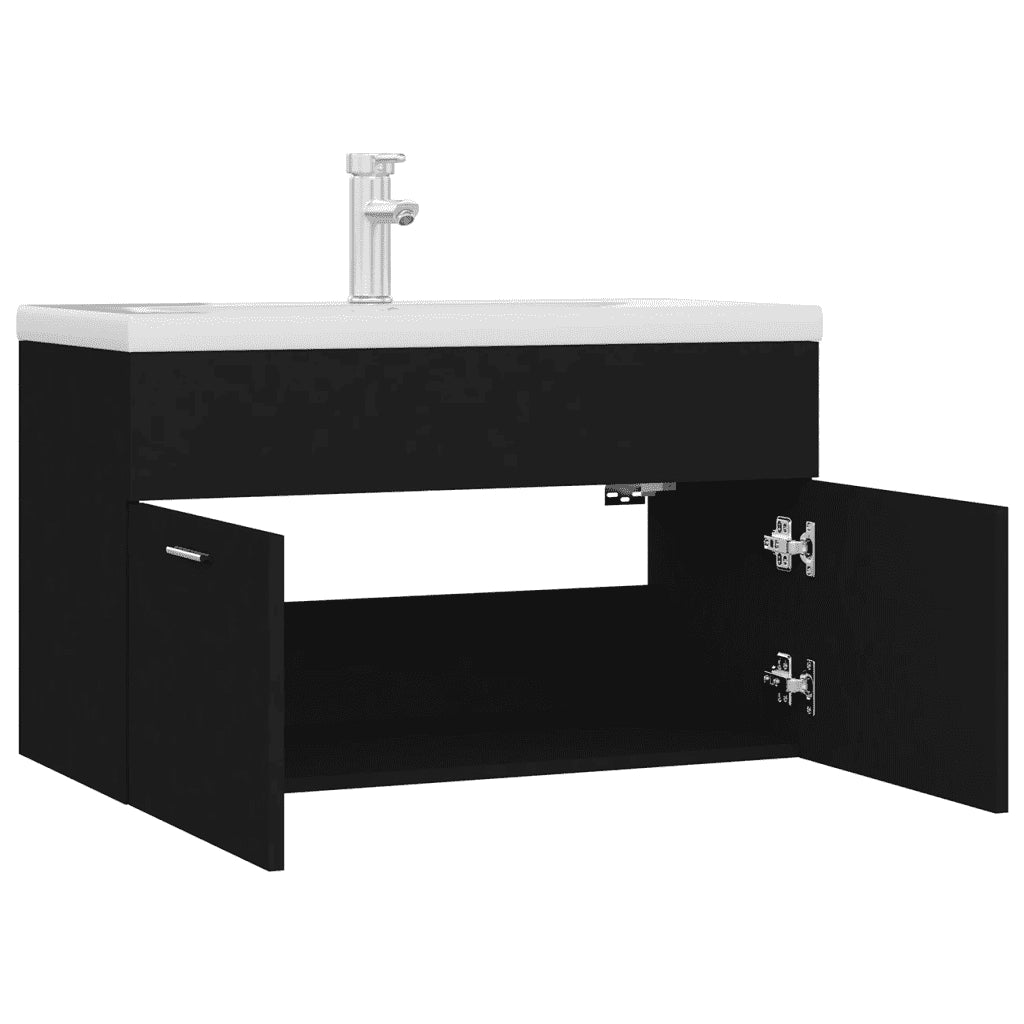 Mobile con Lavabo Integrato Nero in Legno Multistrato 3071280