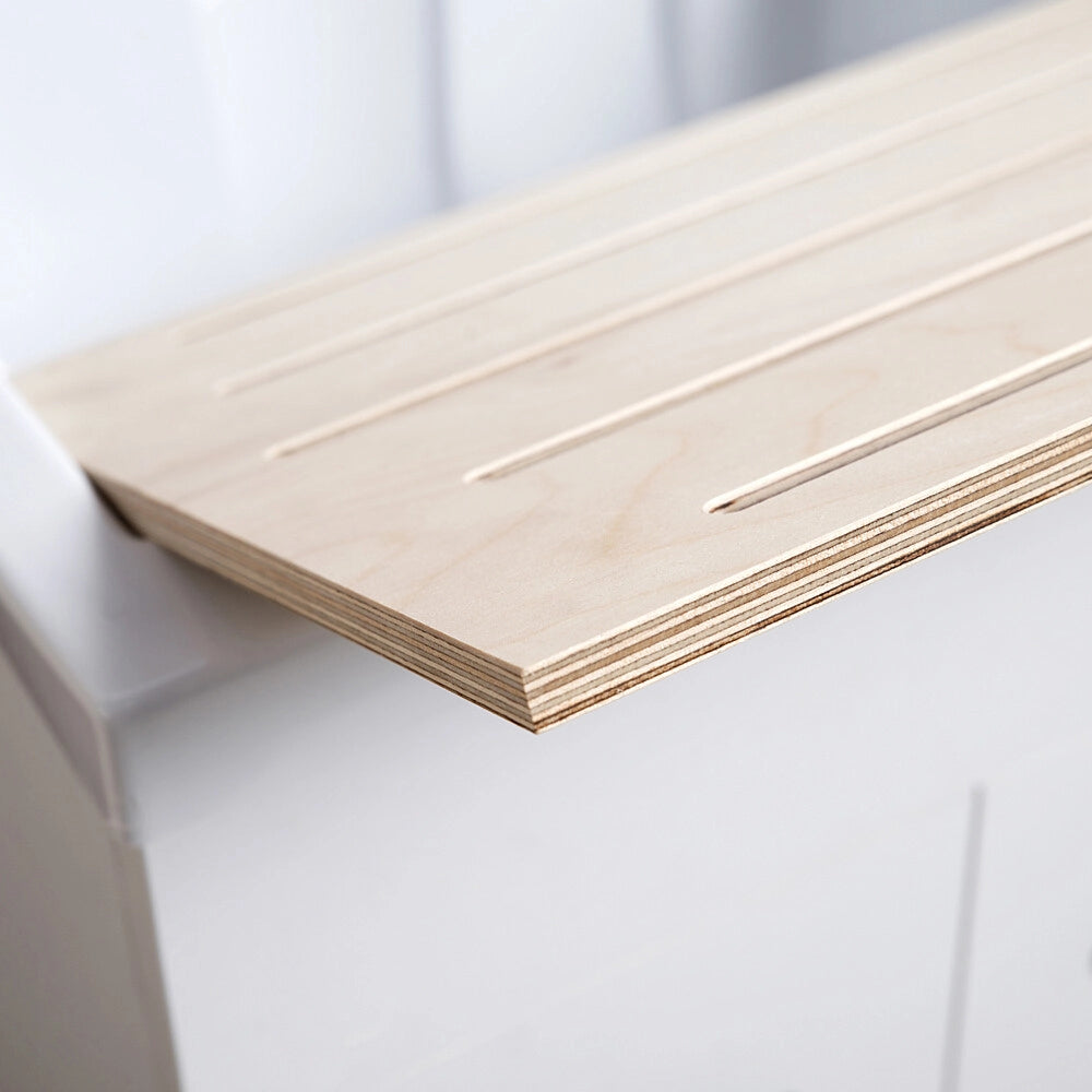Mobile porta lavatrice 106x60 cm bianco opaco con vasca a destra e asse lavapanni incluso Medea
