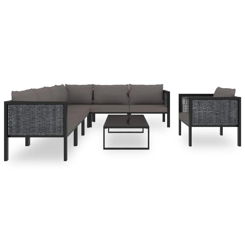 Set di mobili da giardino mobili da esterno 8 pezzi con cuscini resina intrecciata antracite 02_0017669