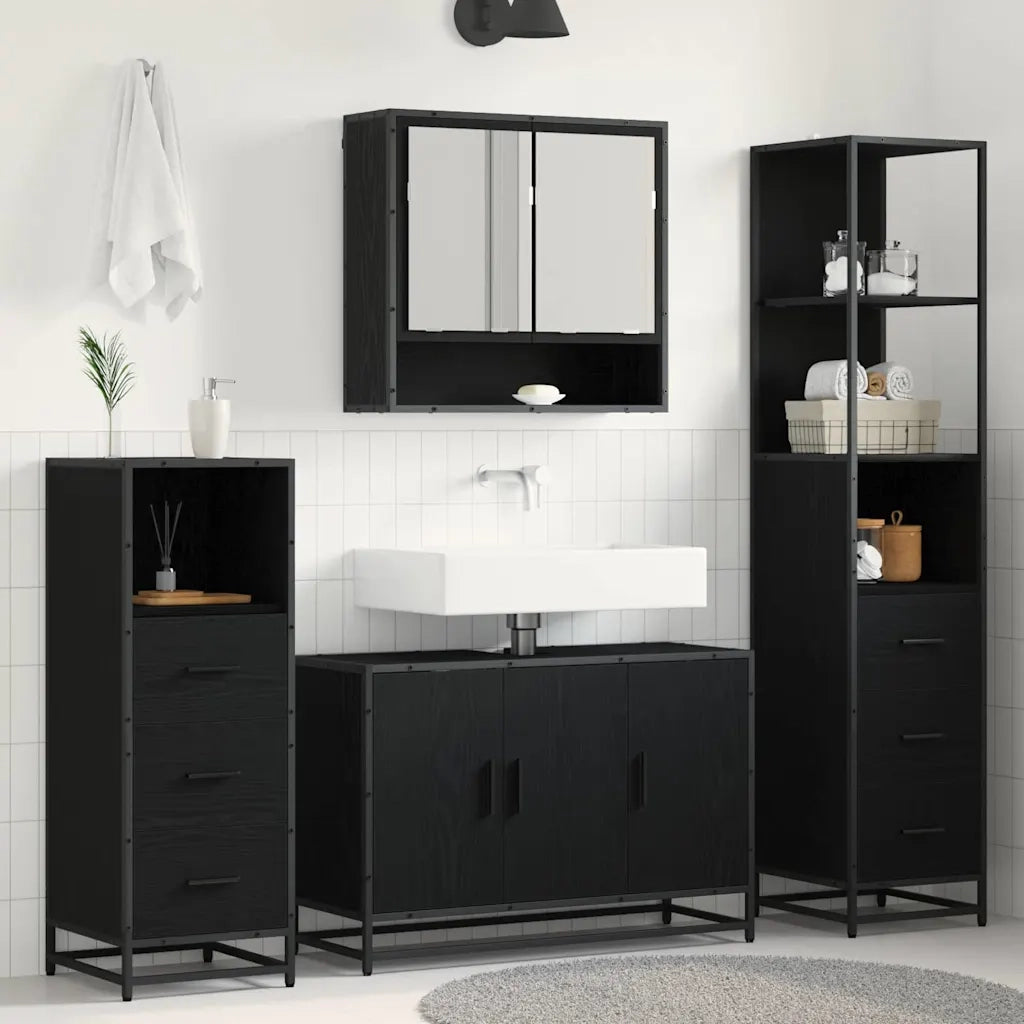 Set di mobili per il bagno con cassetto 3 pcs Legno vecchio 3402453