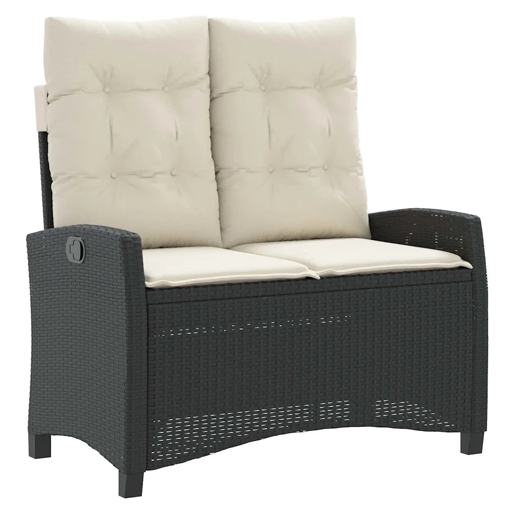 Set da Pranzo da Giardino 2 pz | Set Salotto da Giardino con Cuscini Nero in Polyrattan