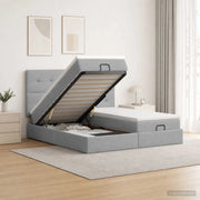 Letto ottomano con materasso 2 pz Grigio Chiaro Tessuto 3457848