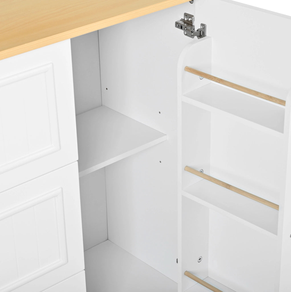 Credenza 126x40x86 cm con 3 cassetti e ripiani regolabili; MDF bianco