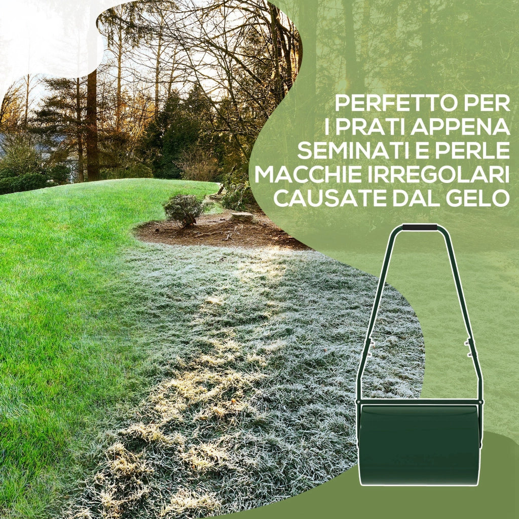 Rullo Compressore per Prato Capacità 63L con Lama Raschiante in Metallo Verde Scuro
