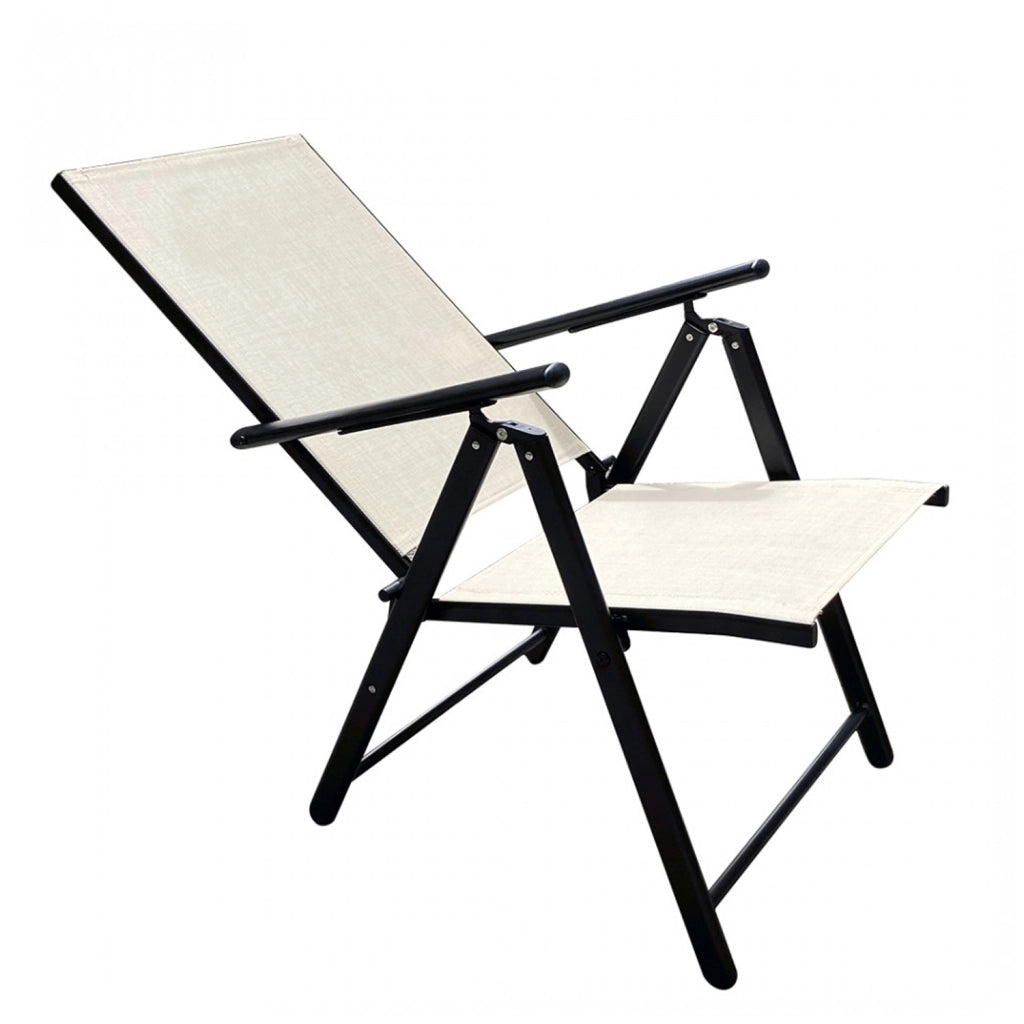 Marvin 2 Sdraio Da Giardino Pieghevoli Sedie Con Schienale Reclinabile Regolabile In 7 Posizioni Esterno Con Bracc Beige