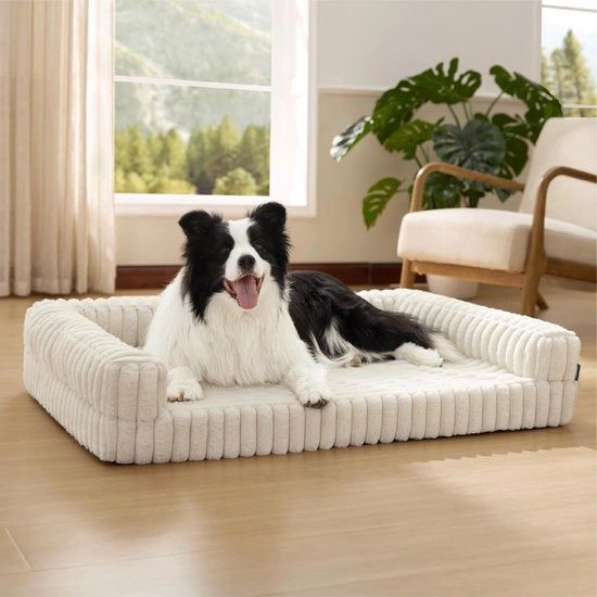 Sedile per cani ortopedico grande - 89x64x18cm - Bancopassaggio per cani con schiuma di densità variabile - Impermeabile - Antiscivolo - Copertura lavabile in corduroy - Letto per cani