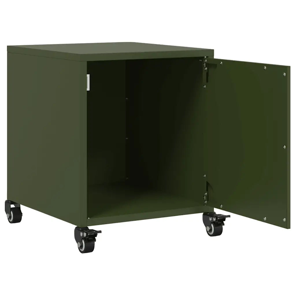 Comodino | Armadio da Notte | Mobiletto da notte Verde Oliva 36x39x43,5 cm in Acciaio