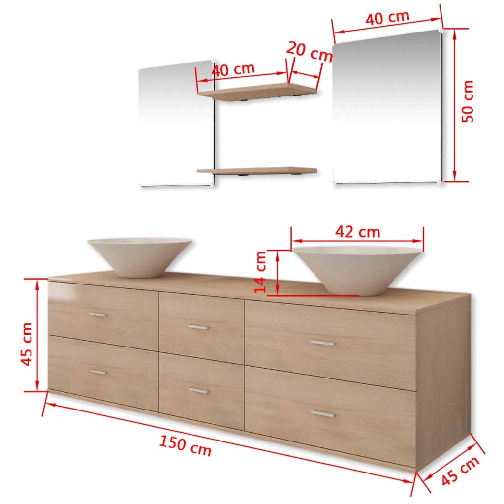 Set Mobili da Bagno con Lavabo 7 pz Beige 272232