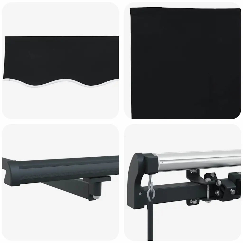 Tenda retrattile-Tenda parasole per balcone Nero 400 ¡Á 300 cm Poliestere e Acciaio