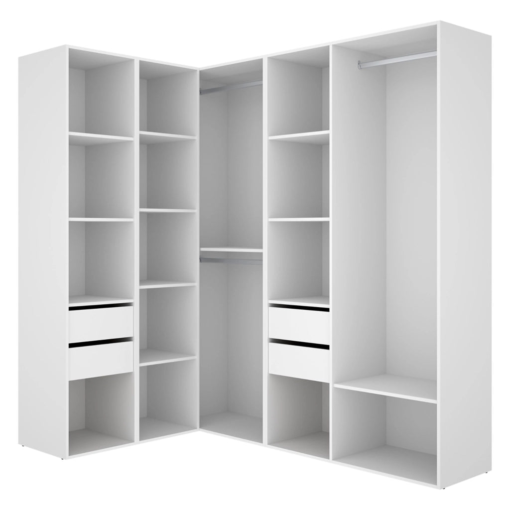 Armadio Camera da Letto Boughton, Guardaroba Grande Modulabile, 186x205h cm Bianco