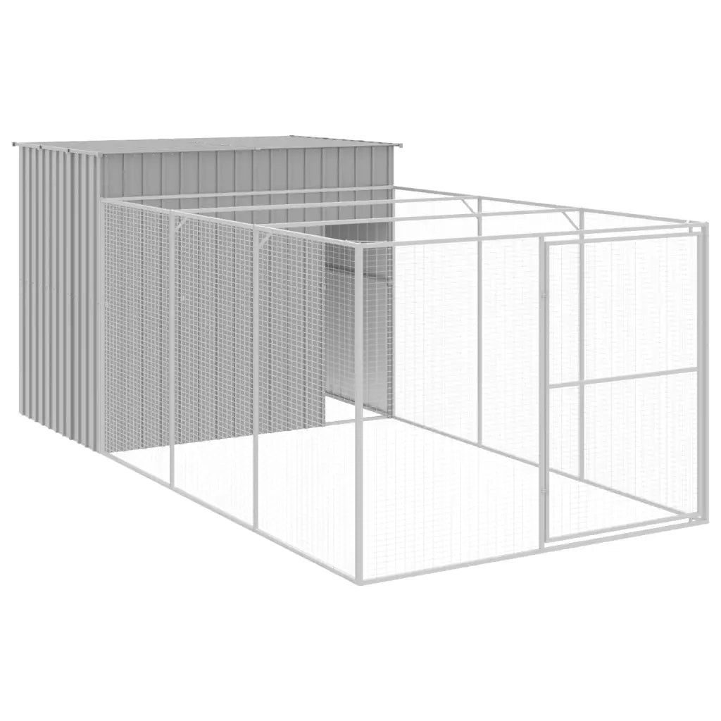 Casetta Cani Corsa Grigio Chiaro 214x457x181 cm Acciaio Zincato 3189126