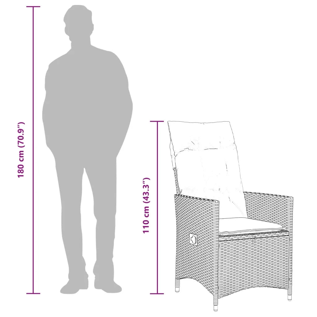 Sedie da Giardino Reclinabili 2 pz e Cuscini Grigio Polyrattan 365647
