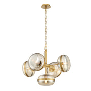 Lampada a sospensione Nottingham ottone 5 luci ambra
