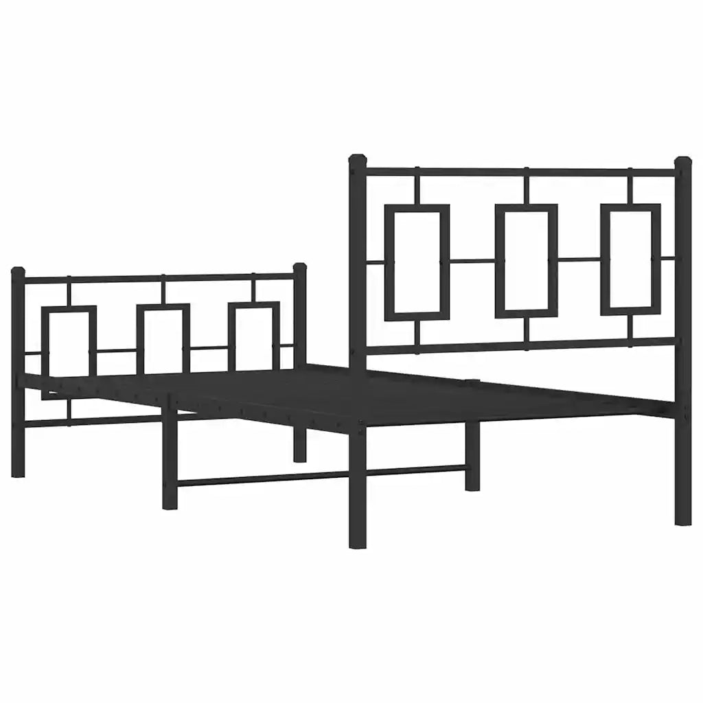 Giroletto con Testiera e Pediera-Struttura Letto Metallo Nero 90x200 cm 614178