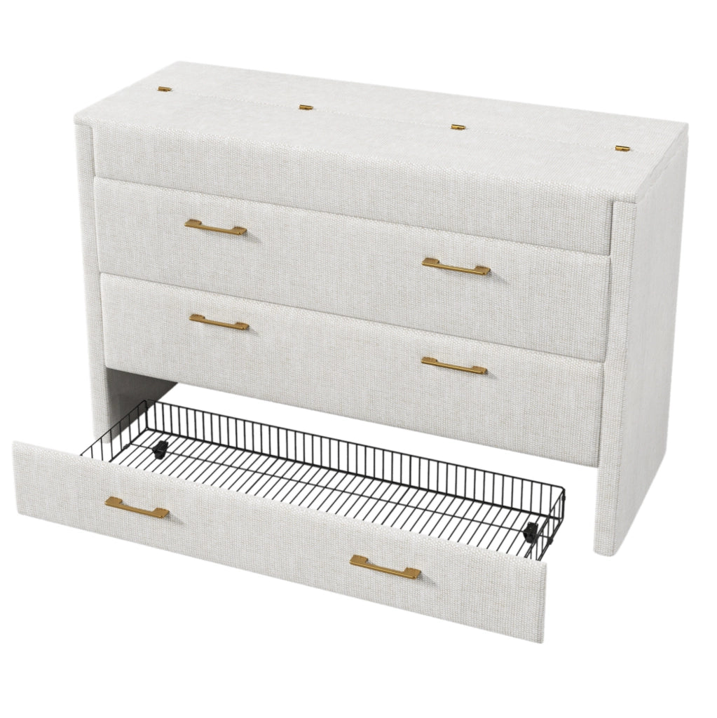 Letto a scomparsa mobile 140x200 cm con cassetto; USB e Type-C; lino beige