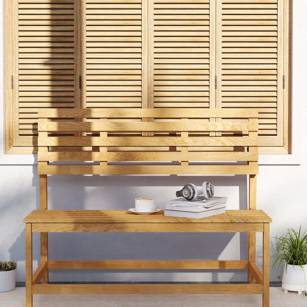 Panca da giardino in teak 2 posti; schienale convertibile; resistente ai raggi UV; 110x61x89cm; mobili da esterno versatili
