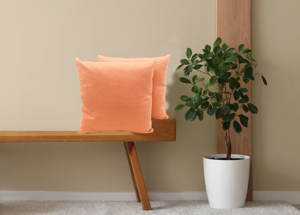 Coppia Cuscini Arredo Imbottiti Tessuto Ottoman In Tinta Unita Colore Salmone 05 - 40x40 - Salmone 05
