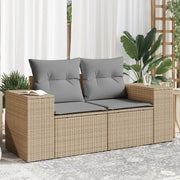 Divano da Giardino con Cuscini a 2 Posti-Sofa da Giardino-Divano da esterno Beige in Polyrattan 395273
