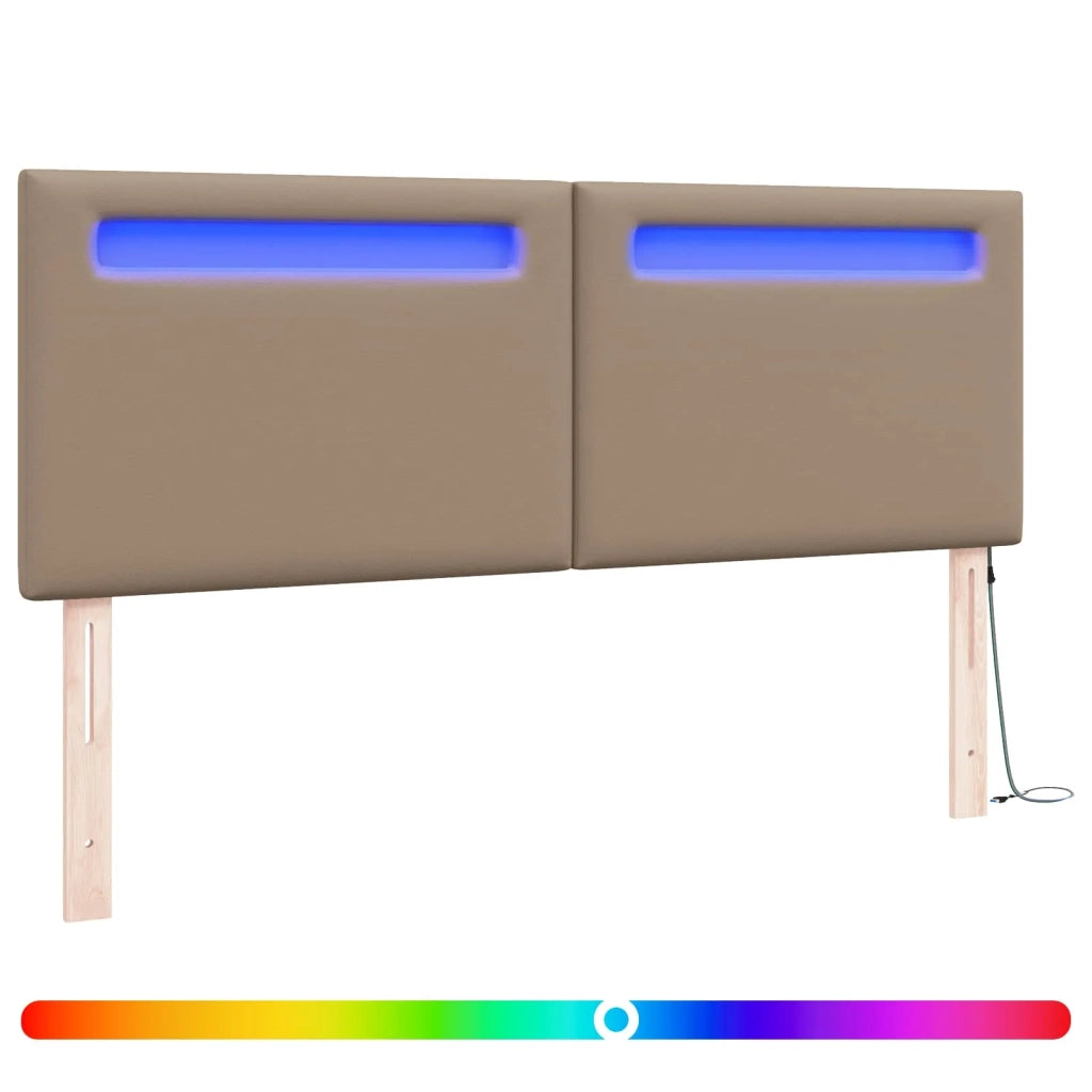 Testiera LED Cappuccino 160 cm Pelle Sintetica 42007308