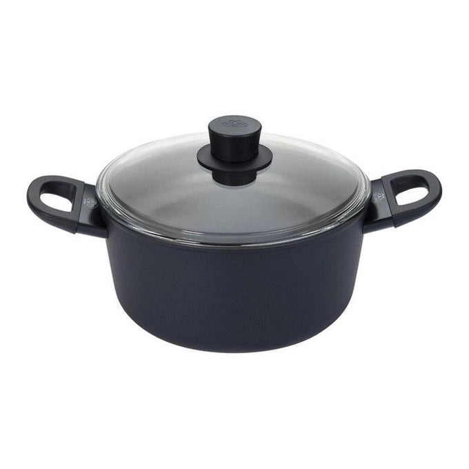 BALLARINI 75002-920-0 Avola Casseruola con Coperchio in Vetro Diametro 20 cm Rivestimento Antiaderente 4 Strati KERAVIS Extreme Adatta a Tutti i Piani Cottura incluso Induzione colore Nero