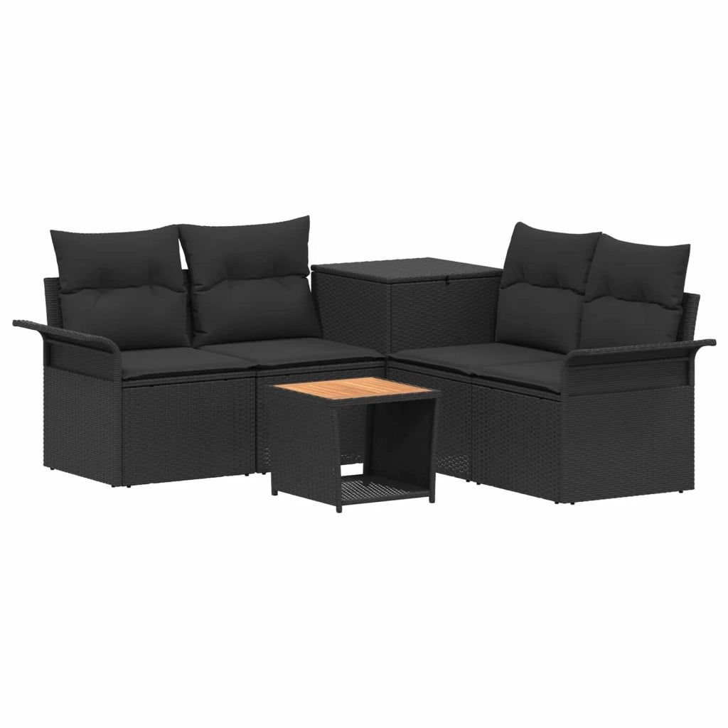 Set di divani 6 pz Nero Rattan sintetico e Acciaio 3447044