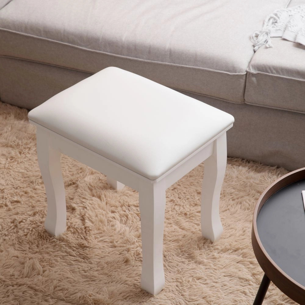 SGABELLO TOELETTA SENZA SCHIENALE IN LEGNO BIANCO