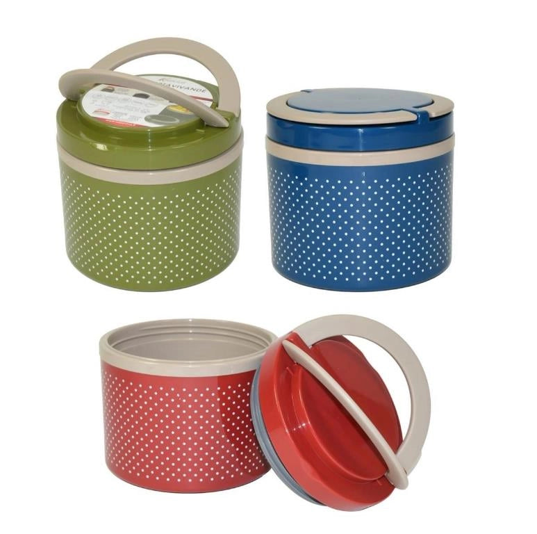 1 Pezzo Portapranzo Termico Premium Pois Tondo 1 Litro 3 Colori