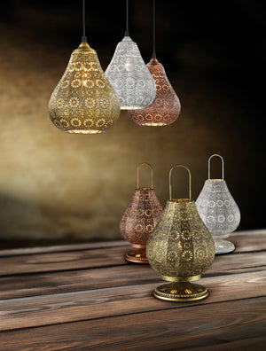 Lampada a Sospensione da Interno  E14 in Metallo Rame Antico