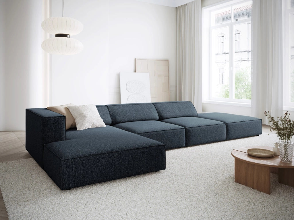 Cosmopolitan Design - Divano angolare sinistro "Arendal" 5 posti in ciniglia blu reale 