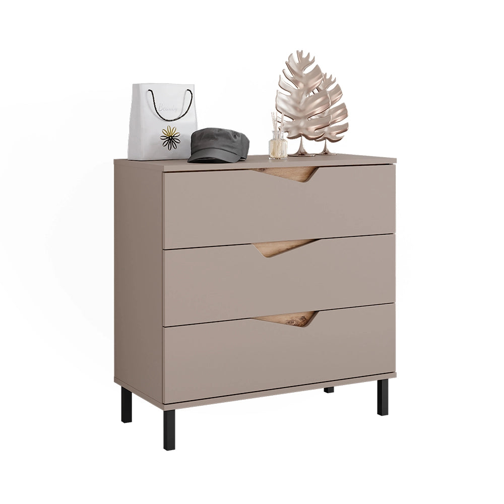 Vicco Cassettiera per camera da letto Greige/rovere artigianale 80 x 81.2 cm con 3 cassetti