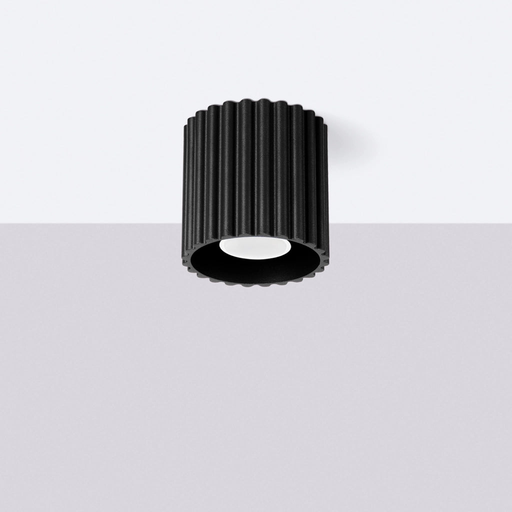 Spot soffitto rigato tondo nero 10cm GU10 VISTAO PureLume