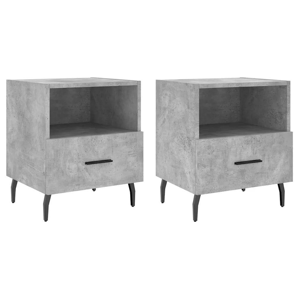 Comodini 2 pz Grigio Cemento 40x35x47,5 cm in Legno Multistratocod mxl 103782