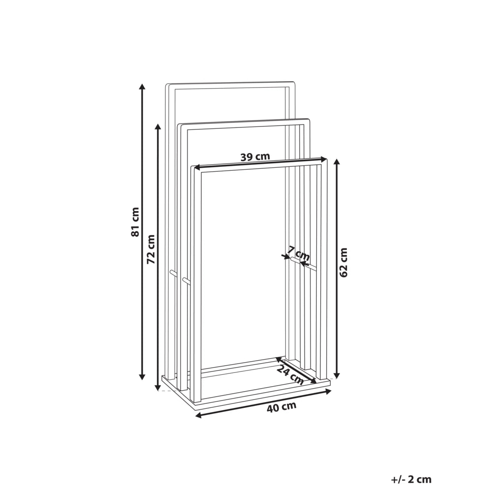 Portasciugamani in marrone chiaro di bambù 81x40 cm 3 binari Accessori per il bagno