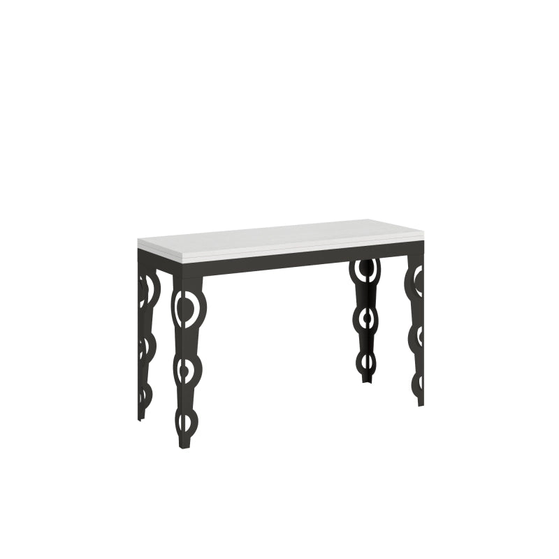 Tavolo apribile 120x45/90 cm Karamay Double telaio Antracite - Bianco Frassino