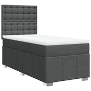 Letto singolo | Letto per adulti | Giroletto a Molle con Materasso Grigio Scuro 90x200 cm Tessuto