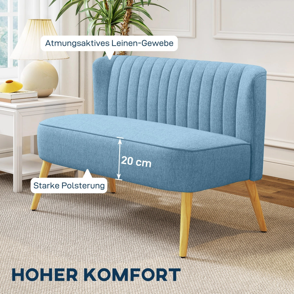 Divano 2 Posti ¨C Zephmum ¨C Tessuto Blu 117x56.5x77