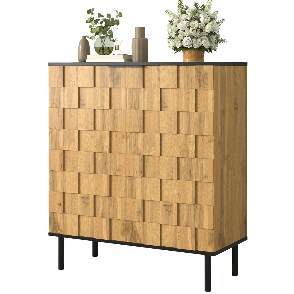 Scarpiera Moderna 80×35×91;5 cm con 2 Ante; Ripiani Regolabili e Piedini in Metallo Effetto Legno