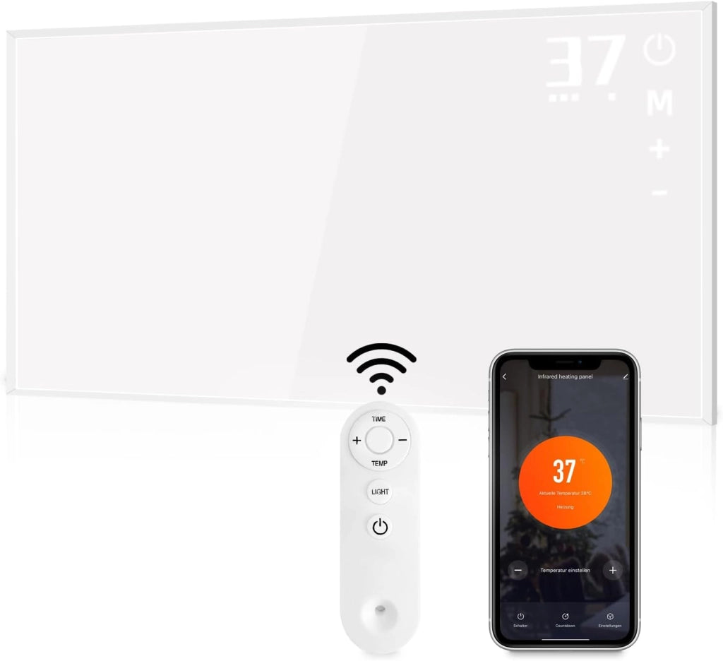 ZMH Riscaldatore a parete 450W infrarossi a risparmio energetico con telecomando per camere da letto e hotel