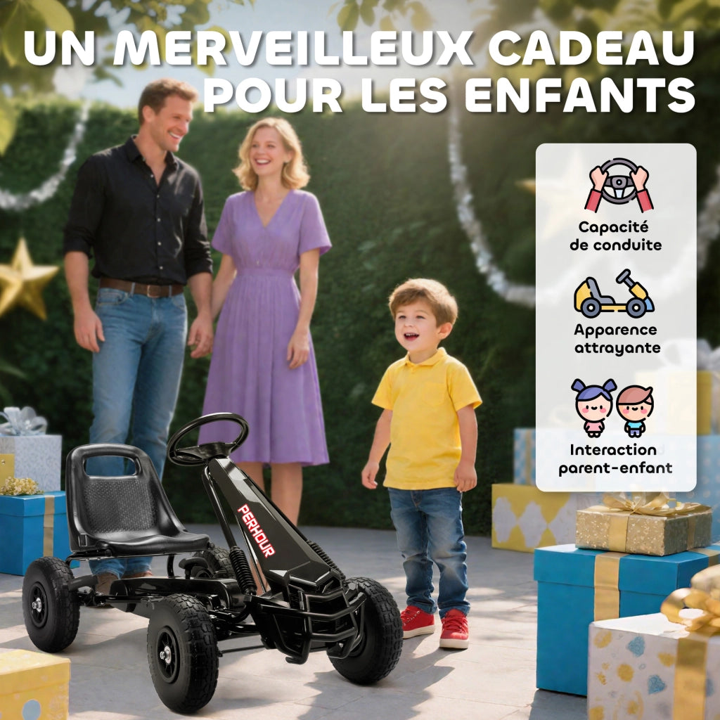 Go-Kart a Pedali per Bambini ¨C Zephmum ¨C Nero 110x61x62 cm