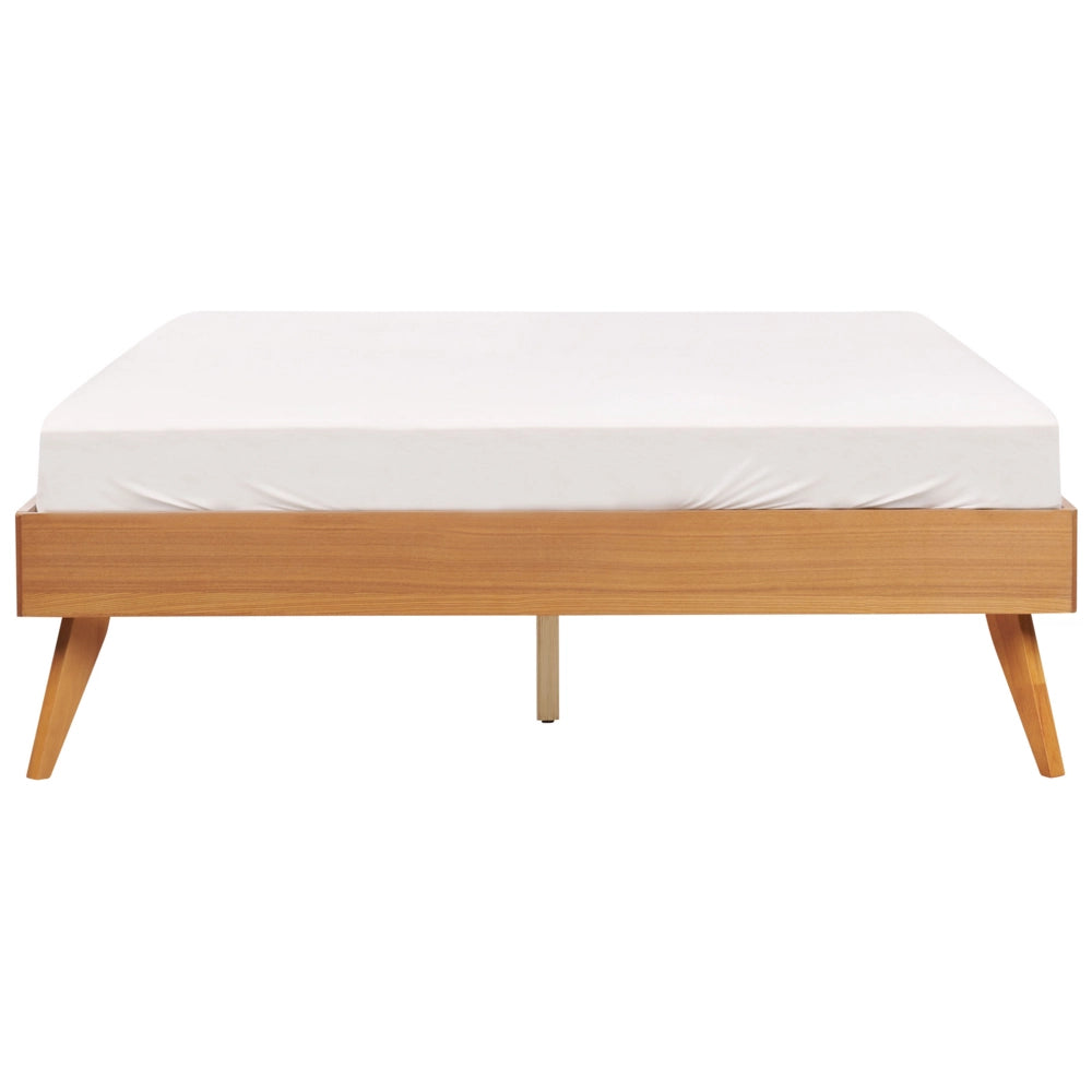 Letto 140 x 200 cm in frassino naturale MDF con rete a doghe Stile minimalista scandinavo