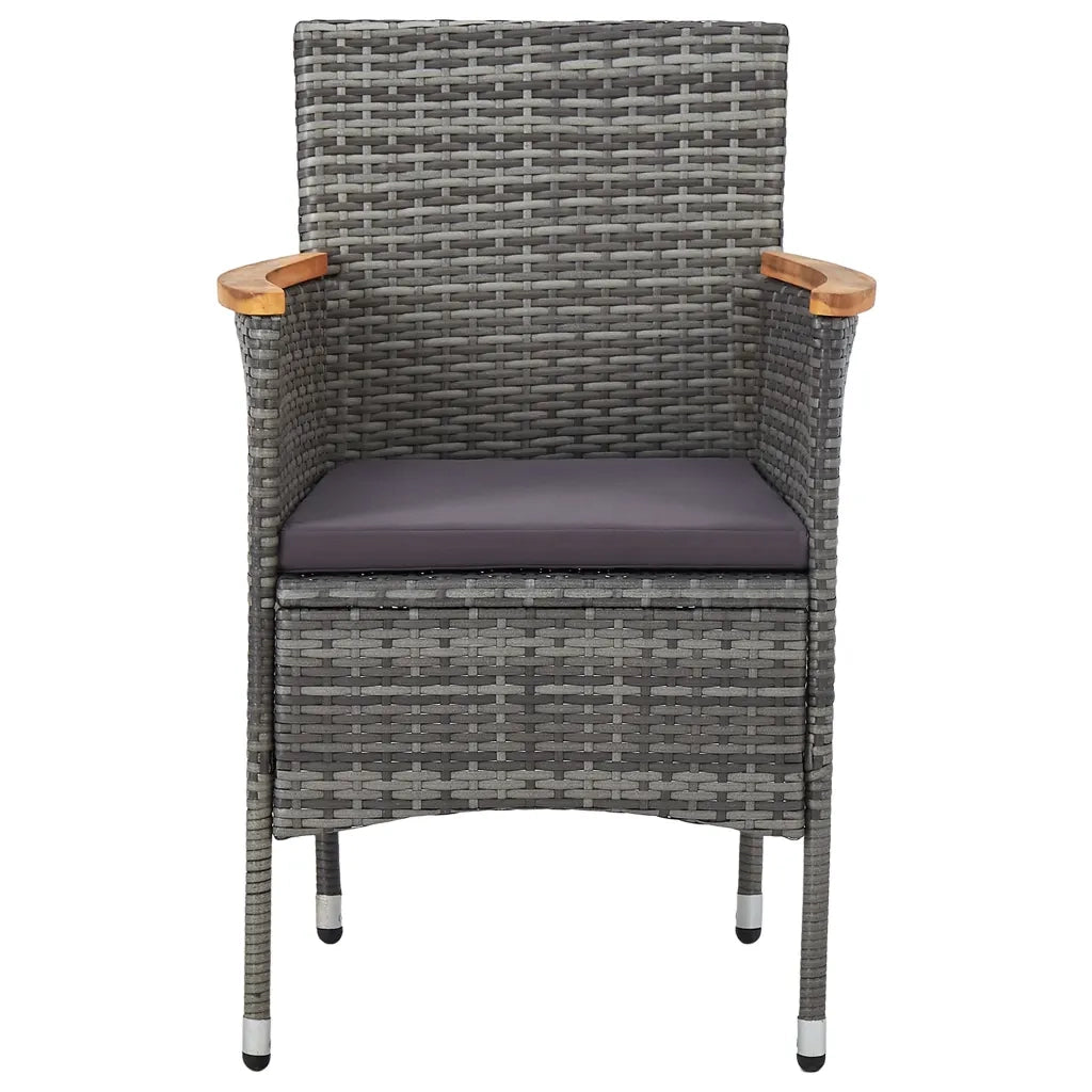 Sedie da Pranzo per Giardino 2 pz in Polyrattan Grigio cod mxl 17899