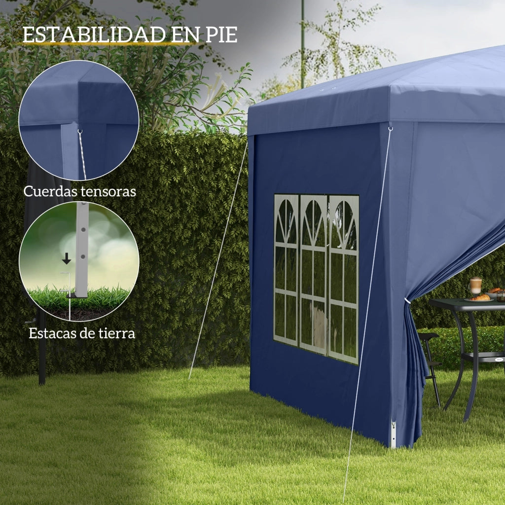 Gazebo da Giardino Pieghevole 3x3 m ¨C Minimal ¨C Blu Anti-UV con Borsa Trasporto
