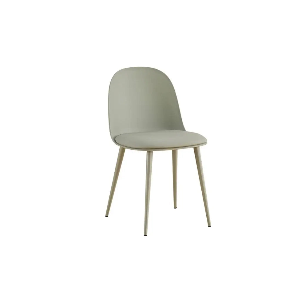 Sedia JASMON - Cuscino in PU Grigio-Verde con piedi in metallo - H81 × L51 × P44 cm