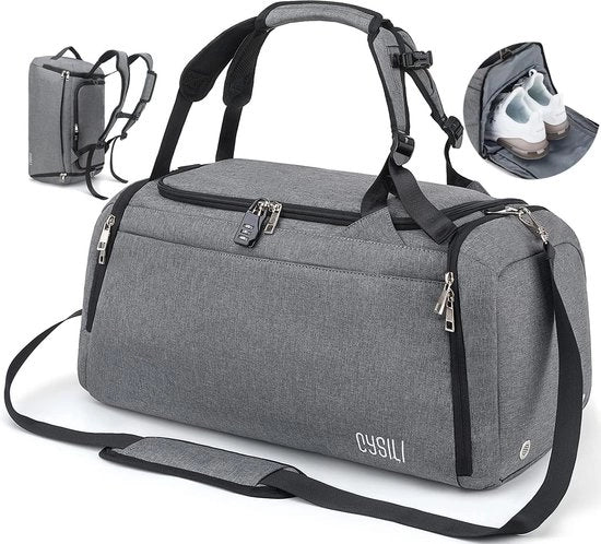 Borsa sportiva per uomo e donna, con numero di serie, chiusura a chiave, contenente un compartimento per scarpe e uno per oggetti bagnati, 42 litri, adatta per allenamento e viaggio