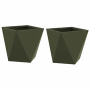 2 pz Fioriera | Cassetta per fiori | Vaso Verde oliva 30 x 30 x 30 cm Acciaio