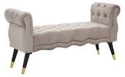 Panchetta Paris 120x40x60 cm in Legno Spugna Metallo e Poliestere Grigio Nero e Oro