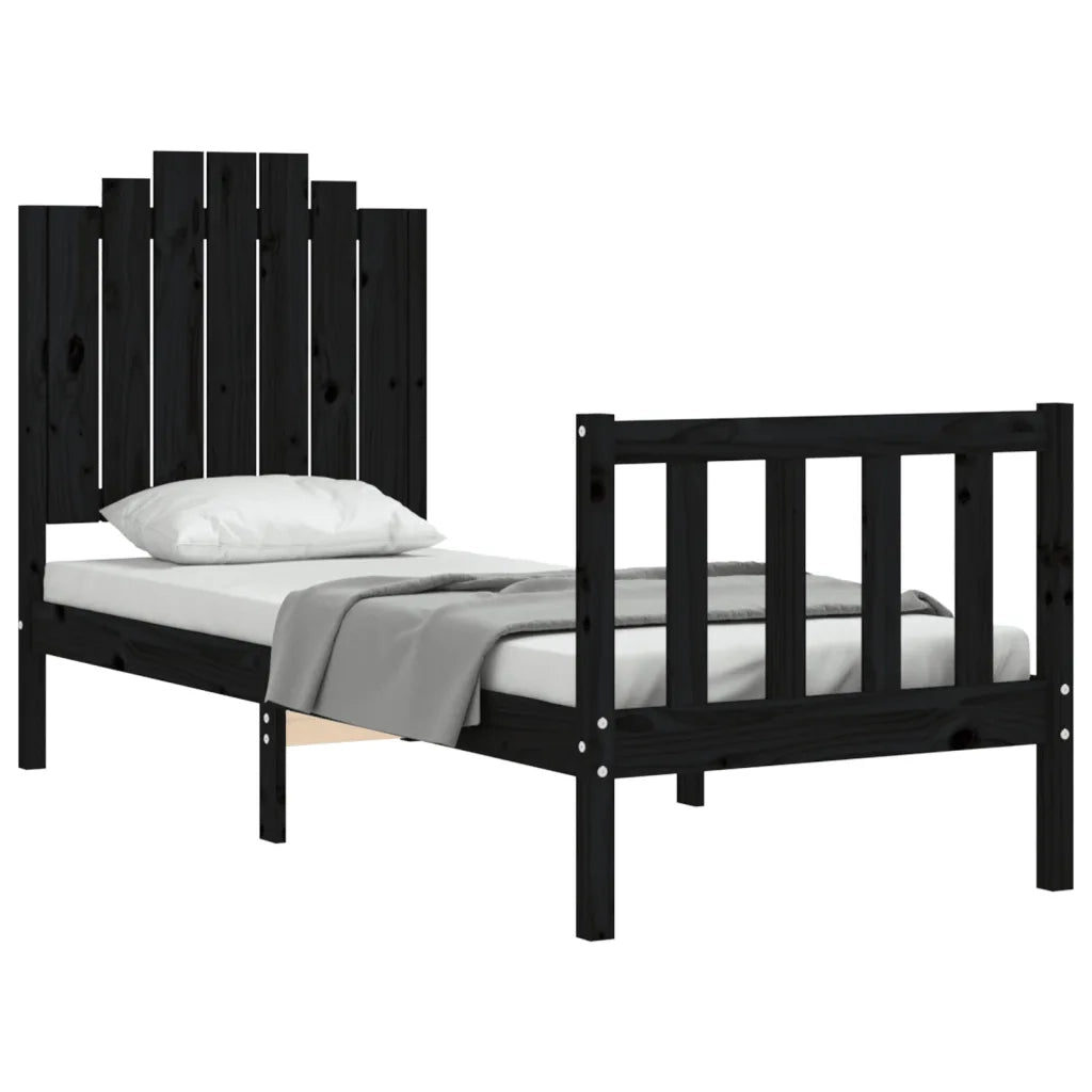 Giroletto con Testiera Nero Small Single in Legno Massello 3192260