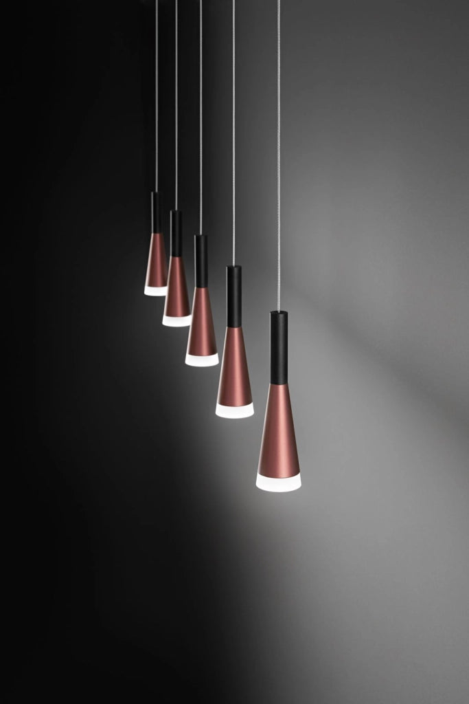Sospensione in alluminio nero bianco 5 luci Cone LED 35W 3000K CRI?80 220-240V 50/60Hz 2070Lm